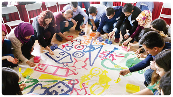Children painting on paper